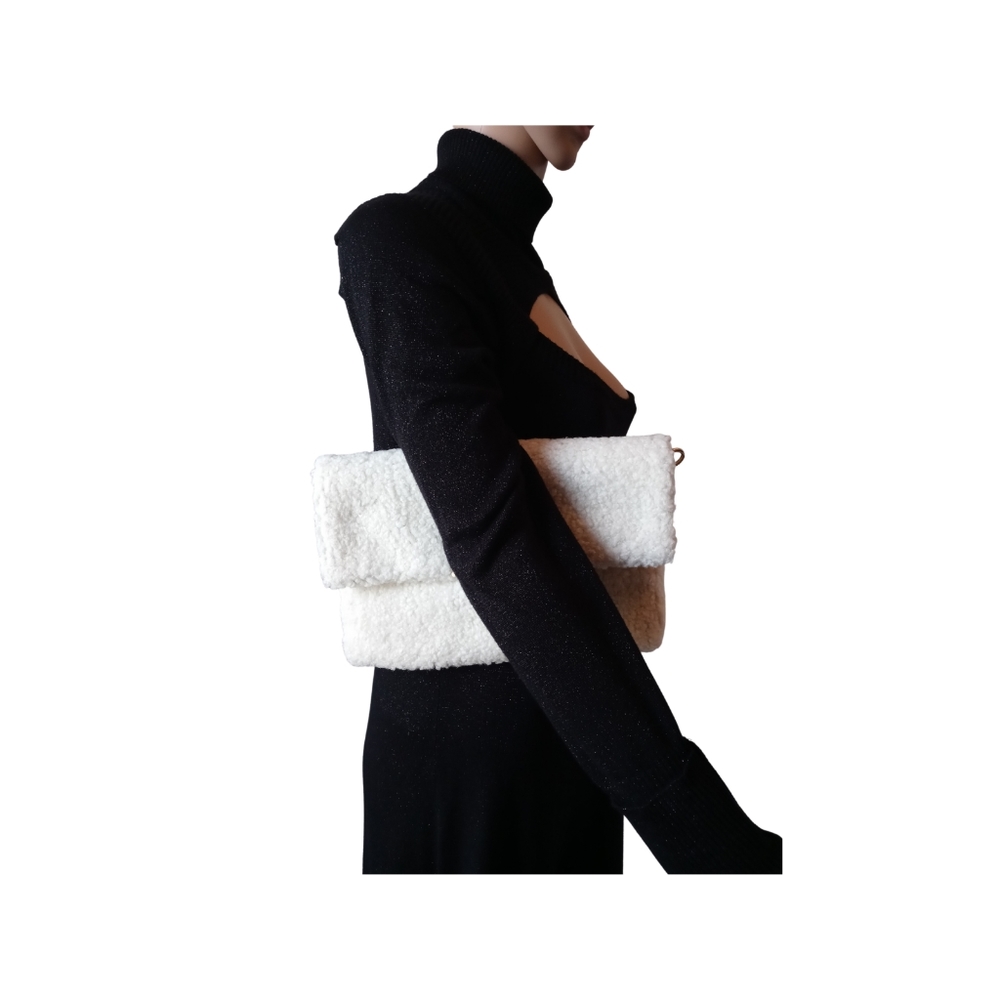 White Faux Fur Clutch - Picture 3 of 11